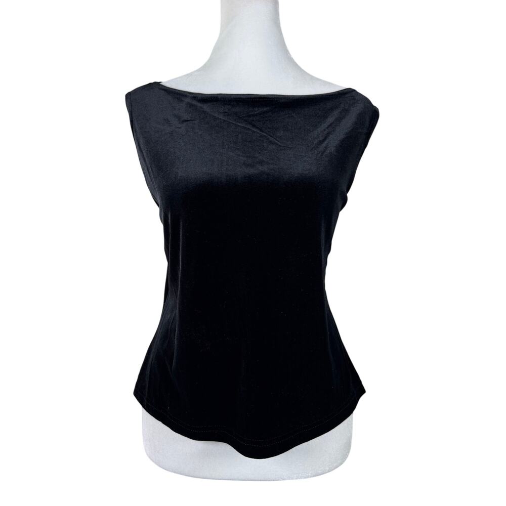 Vintage Y2K R&K Evening Black Velvet Boat Neck Tank Top
